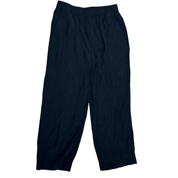 Women's Size M Madewell Crinkled Crepe Straight-Leg Crop Black Pants Airy Drapey - Picture 2 of 6